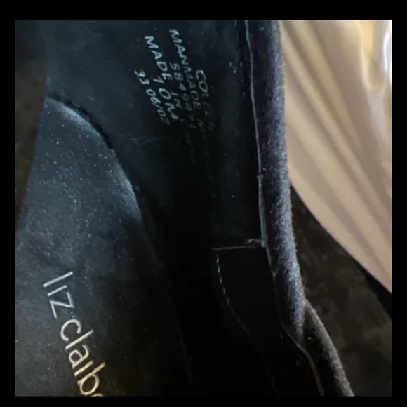 Liz Claiborne Black Leather Square-Toe Ankle Booties with Zipper - Picture 3 of 5